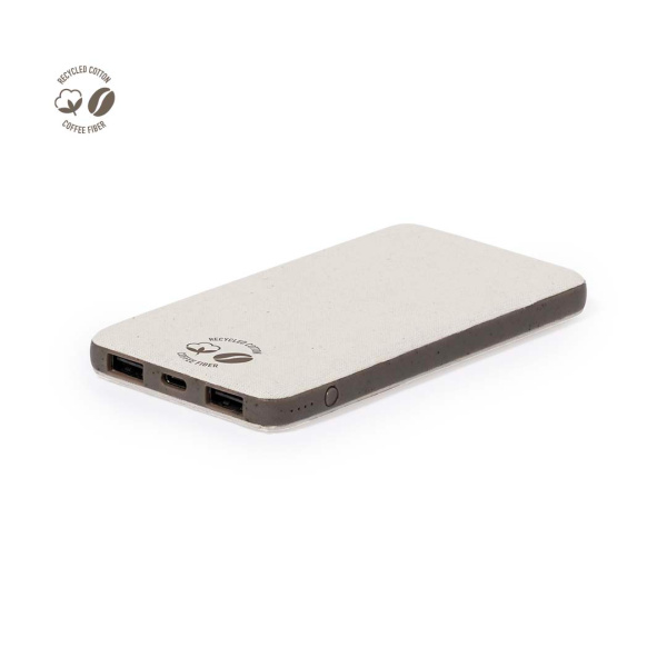 Batterie externe 5 000 mAh en fibre de café et coton recyclé