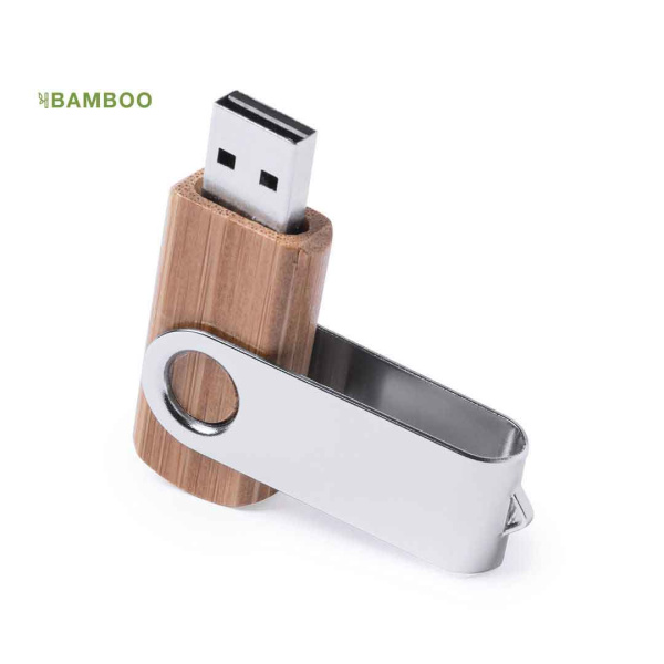 Clé USB en bambou avec clip rotatif |16 Go