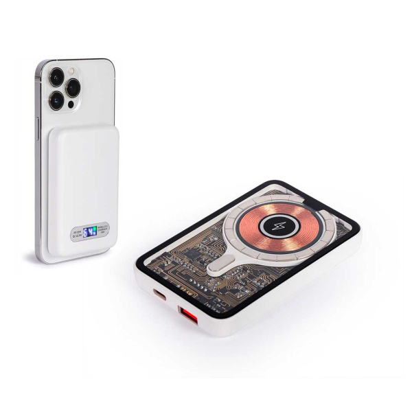Batterie externe magnétique-adhésive avec chargeur sans fil 5000 mAh