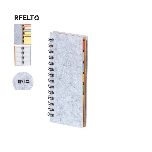 Bloc notes avec post-it en  feutre RPET