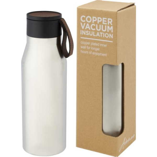 gourde thermique en acier inoxydable avec des détails en simili cuir 540 ml
