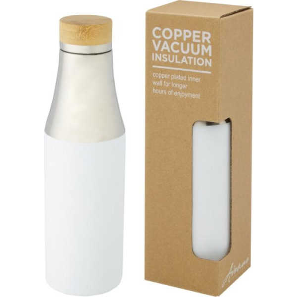 Bouteille isotherme 540 ml avec isolation sous vide et couvercle en bambou