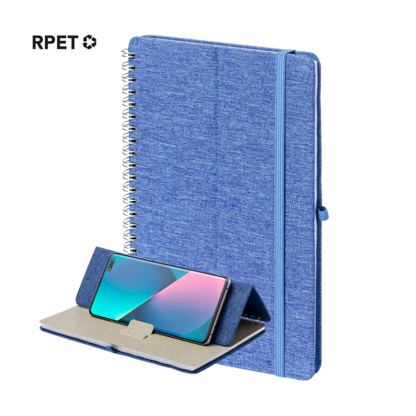 Carnet de notes A5 avec support pour smartphone personnalisable en Rpet
