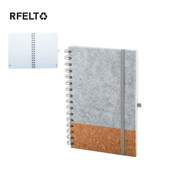 Carnet de notes A5 avec reliure spirale | feutre et liège