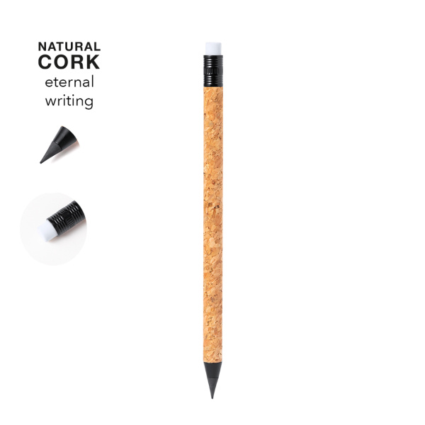 Crayon éternel en liège et gomme à effacer