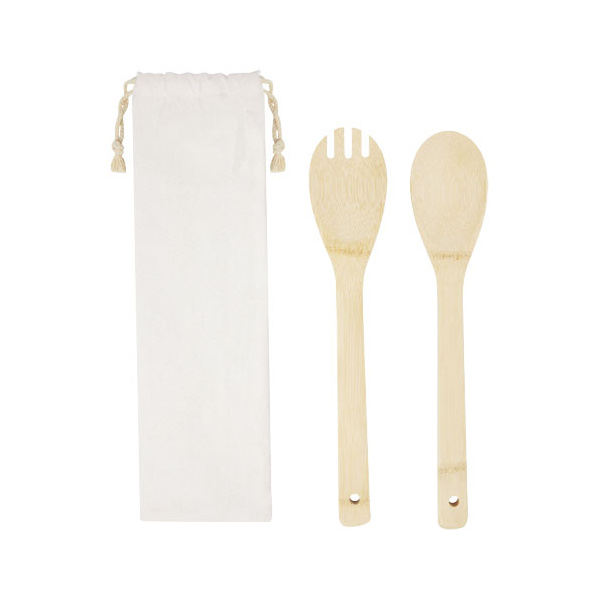 Cuillère et fourchette à salade en bambou