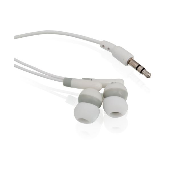 Écouteurs légers dans boîtier publicitaire