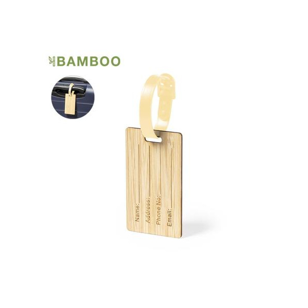 Étiquette de valise publicitaire en bambou