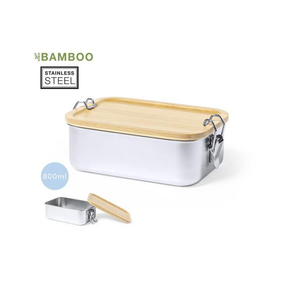 Lunch box personnalisable en acier et bambou