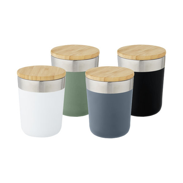 Verre en acier  avec couvercle en bambou