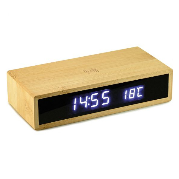 Horologe chargeur en bambou