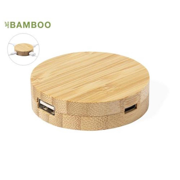 Hub usb rond en bambou