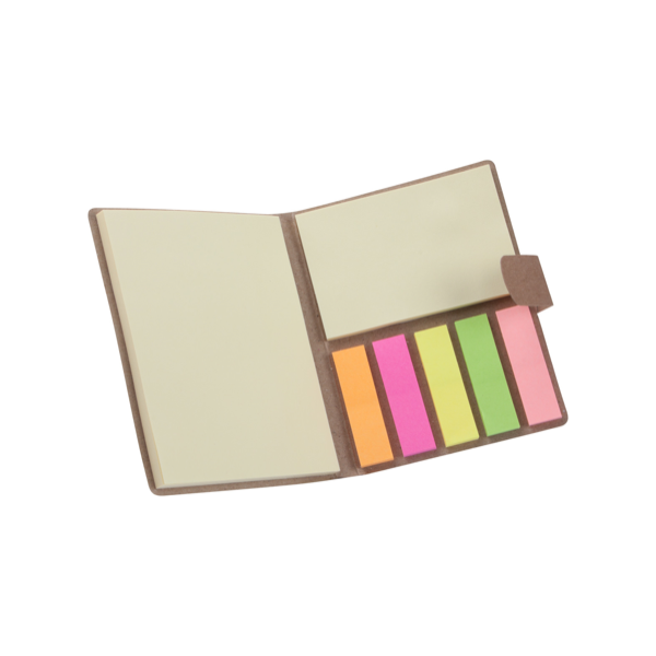 Bloc-notes publicitaire avec post-it et marque-pages adhésifs
