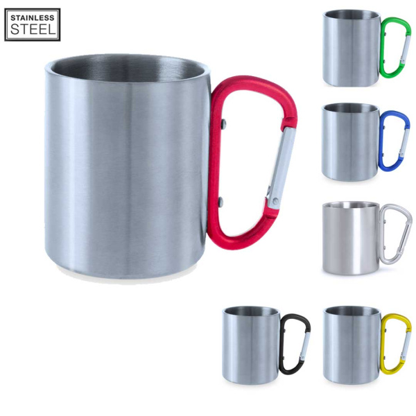 Mug acier publicitaire et anse mousqueton