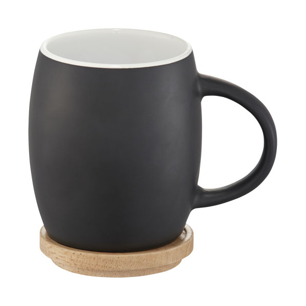 Mug céramique personnalisable avec couvercle sous verre