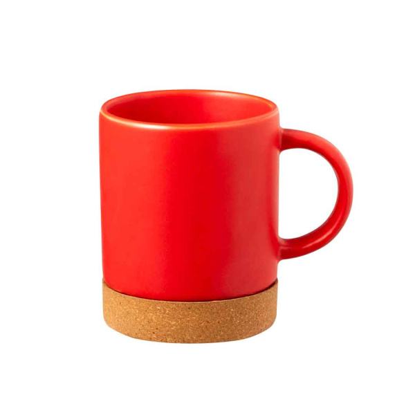 Mug en céramique coloré de 350 ml avec base en liège
