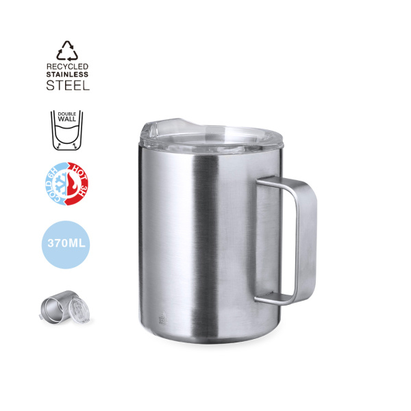 Mug de voyage thermique en acier inoxydable recyclé