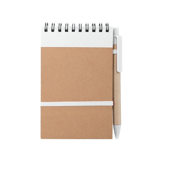 Petit bloc-notes avec spirale et stylo promotionnel