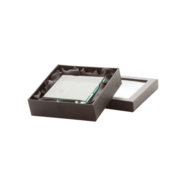 Plaque publicitaire carrée en verre