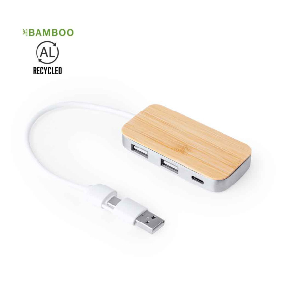 Port USB 3 sorties en aluminium recyclé et bambou