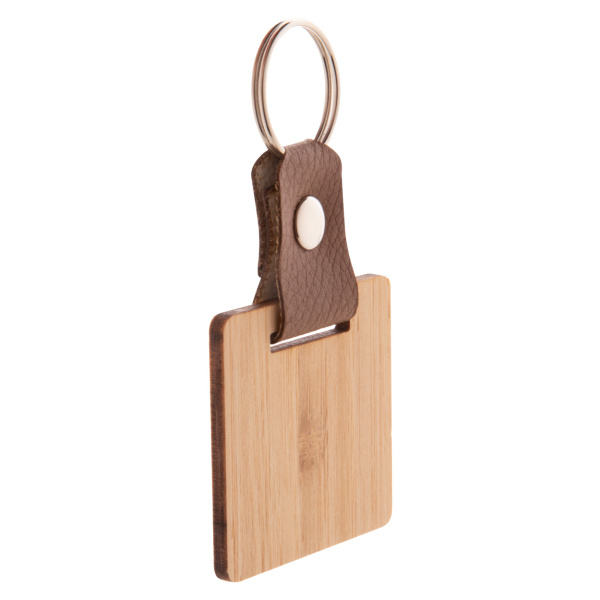 Élégant porte-clés personnalisé en bois et cuir