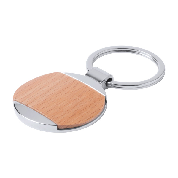 Porte-clés publicitaire en bois et métal