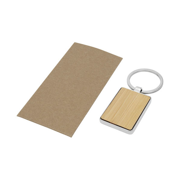 Porte-clés rectangulaire personnalisable en bambou