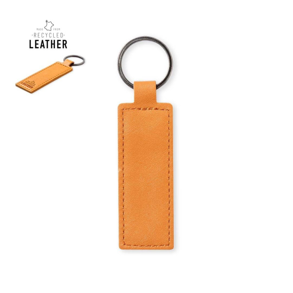 Porte-clés rectangulaire personnalisable en Cuir Recyclé