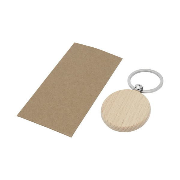 Porte-clés rond en bois de hêtre