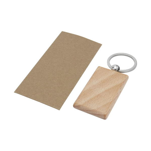 Porte-clés rond en bois de hêtre