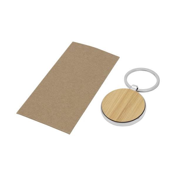 Porte-clés rond publicitaire en bambou