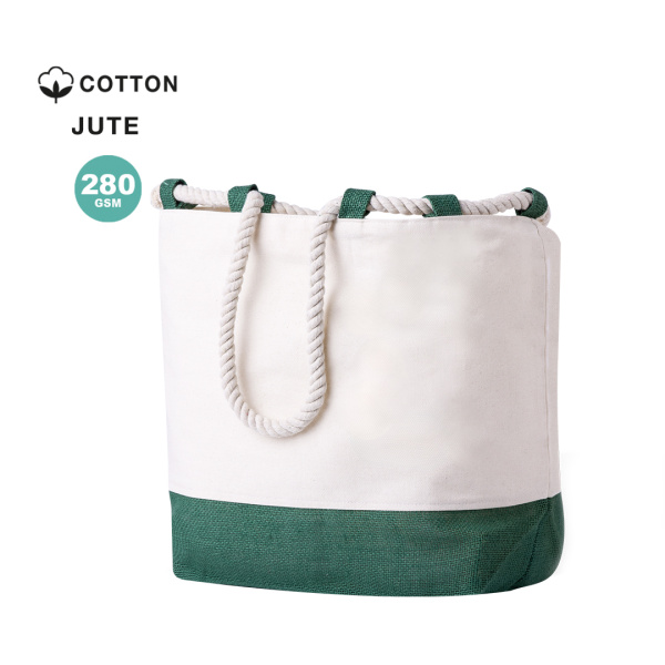 Sac de plage avec anses en corde et détails colorés | 280 g/m²