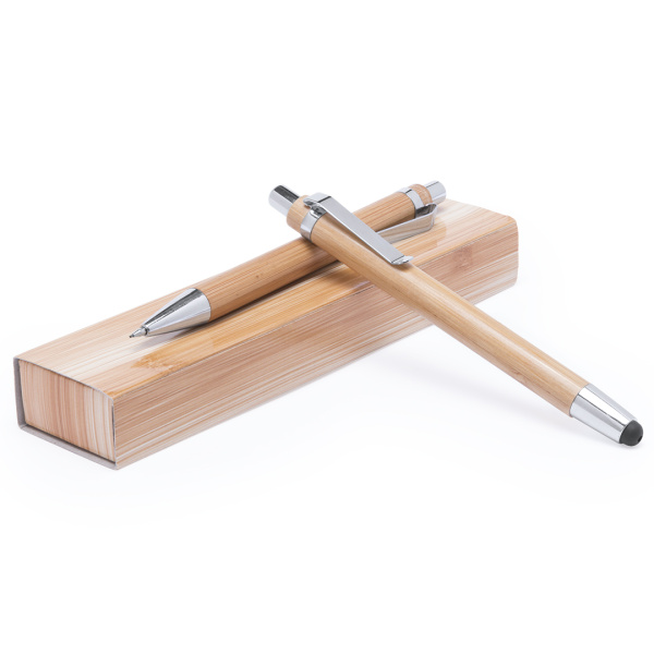 Set stylos publicitaire en bambou