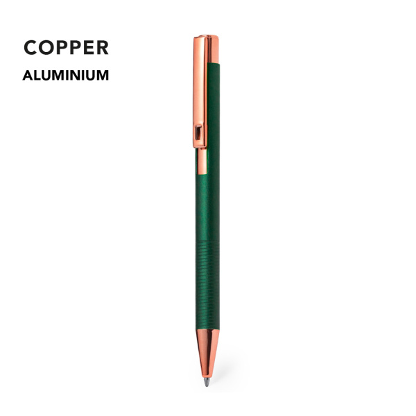 Stylo en aluminium mat avec détails en cuivre