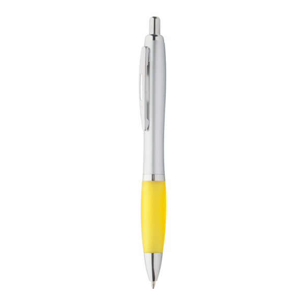 Stylo argenté avec caoutchouc antidérapant coloré