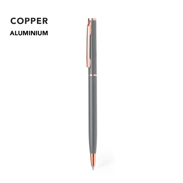 Stylo à bille fine en aluminium mat et cuivre