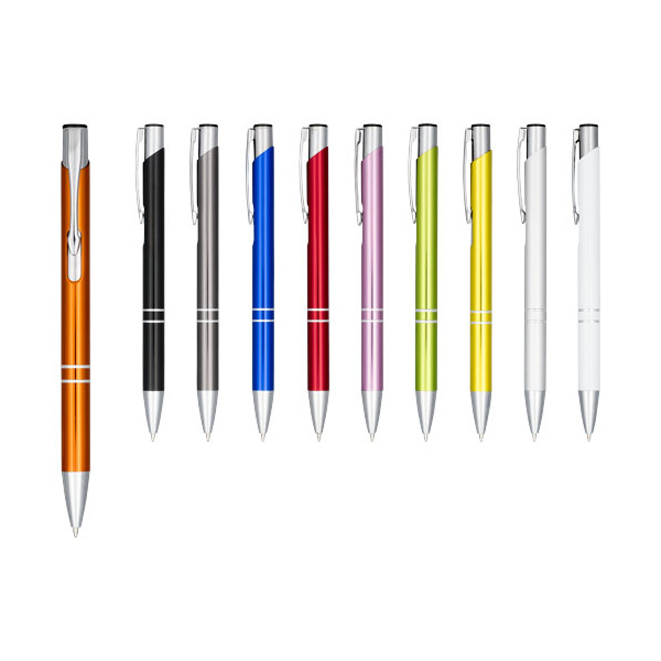 Stylo bille rétractable en aluminium coloré