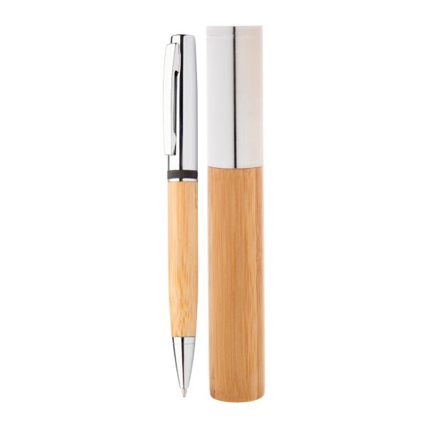 Stylo élégant en métal et bambou