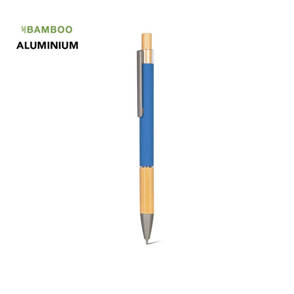 Stylo en aluminium coloré avec des détails en bambou.