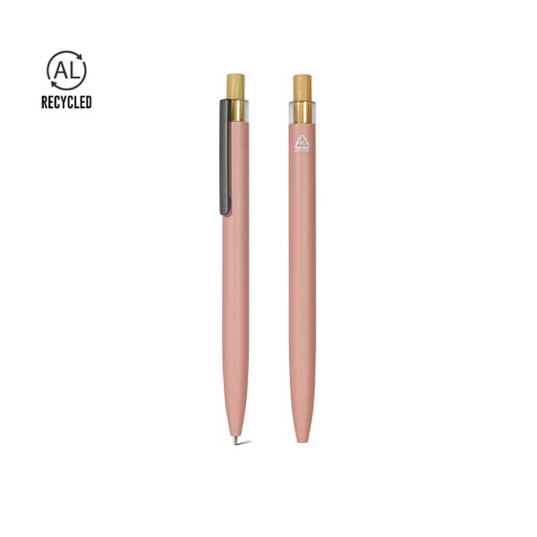 Stylo avec logo en aluminium recyclé et bambou