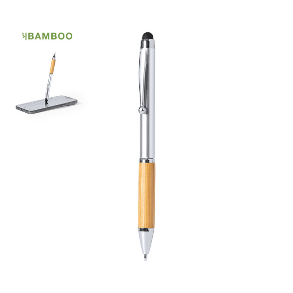 Stylo stylet en bambou personnalisable