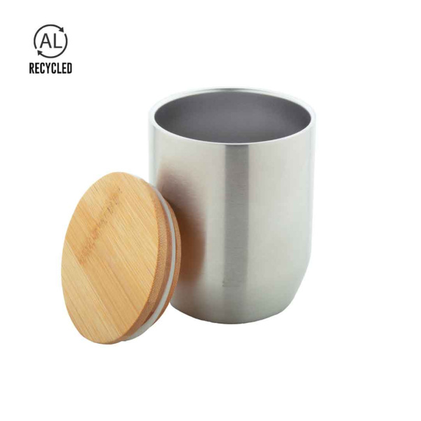 Tasse isotherme avec couvercle hermétique à double paroi en acier recyclé