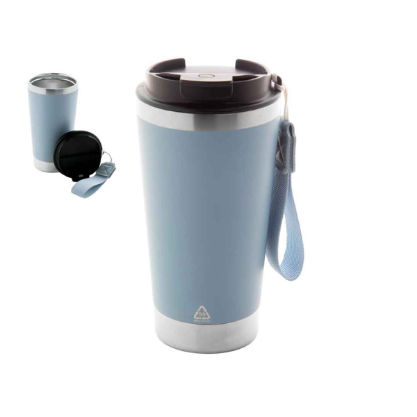 Tasse isotherme de voyage avec sangle de transport aux couleurs claires