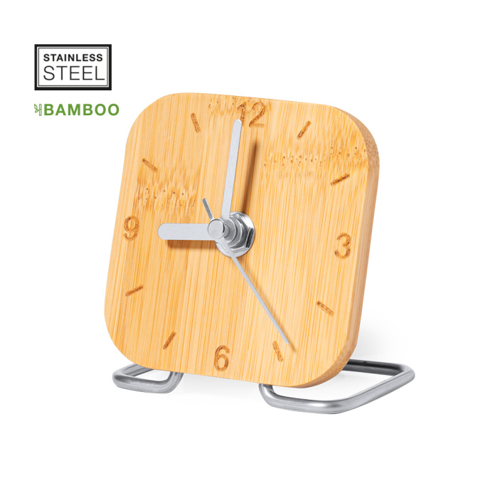 Réveil en bambou et inox personnalisable