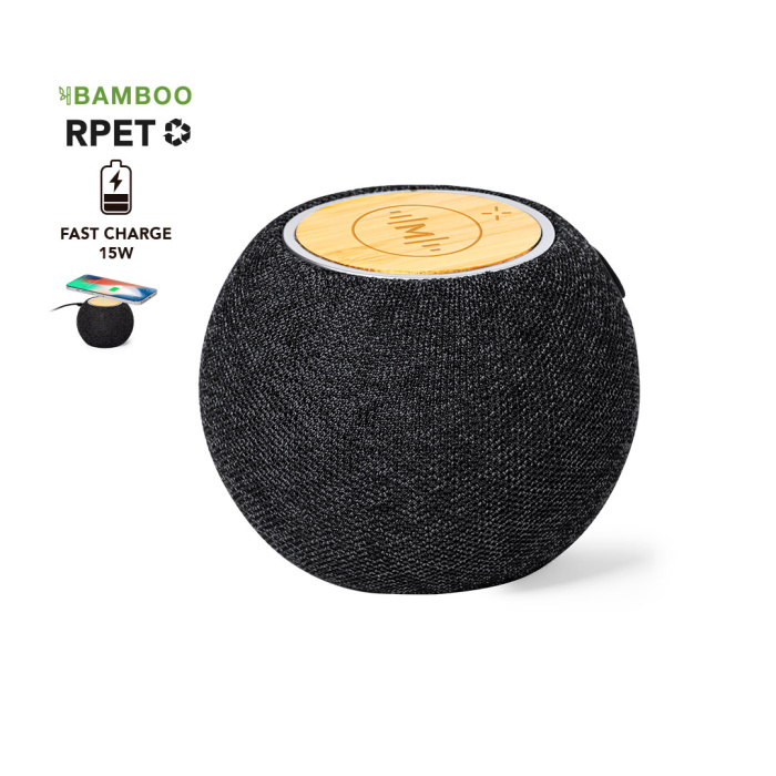 Enceinte ronde avec chargeur sans fil intégré