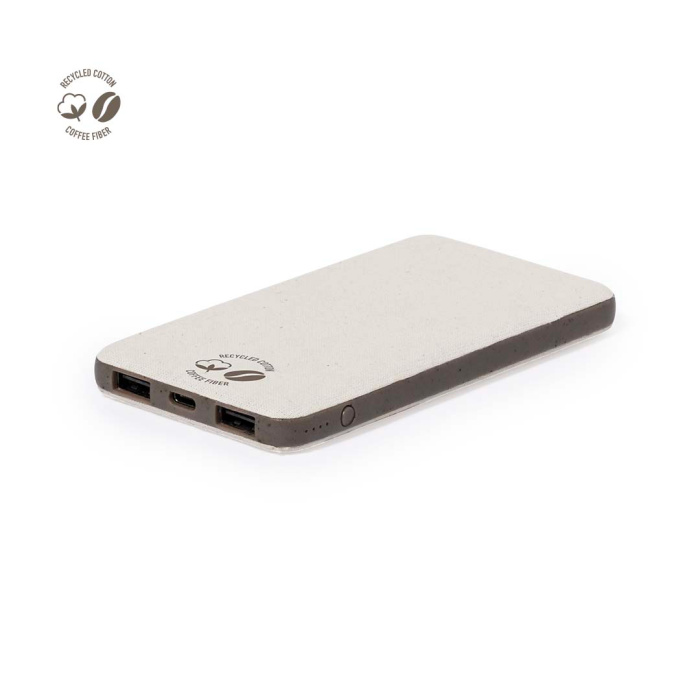 Batterie externe 5 000 mAh en fibre de café et coton recyclé