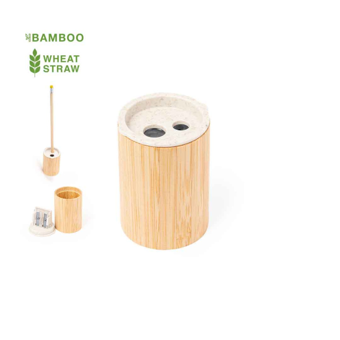 Double taille-crayon en paille de blé avec recevoir
