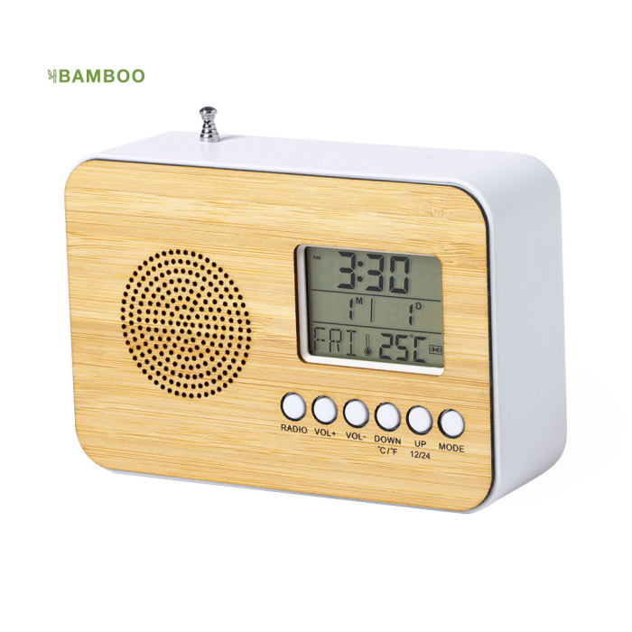 Radio-réveil en bambou