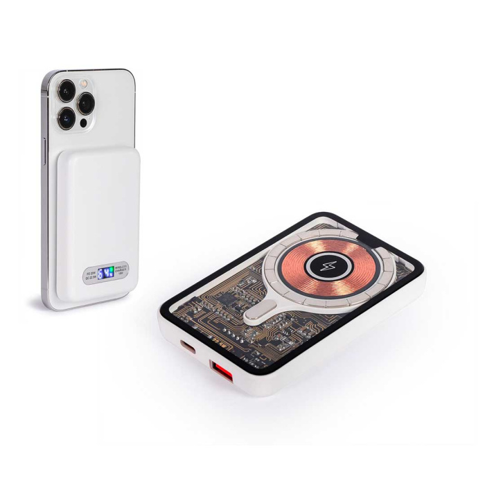 Batterie externe magnétique-adhésive avec chargeur sans fil 5000 mAh