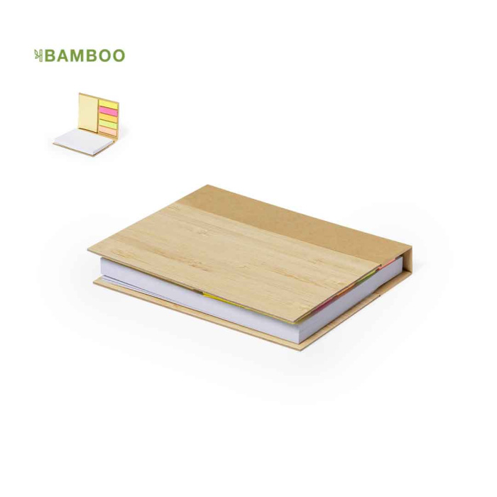 Bloc-notes écologique en bambou avec notes adhésives, post-it